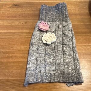Source Unknown Gray Ribbed Embellished Dog Sweater
